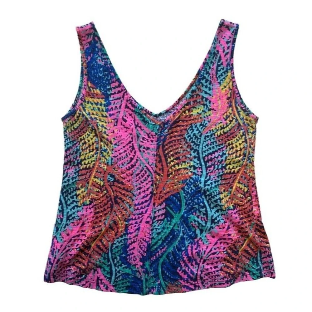 Lilly Pulitzer Gigi V Neck Tank Beach Resort Tank Top Electric Feel Size XS